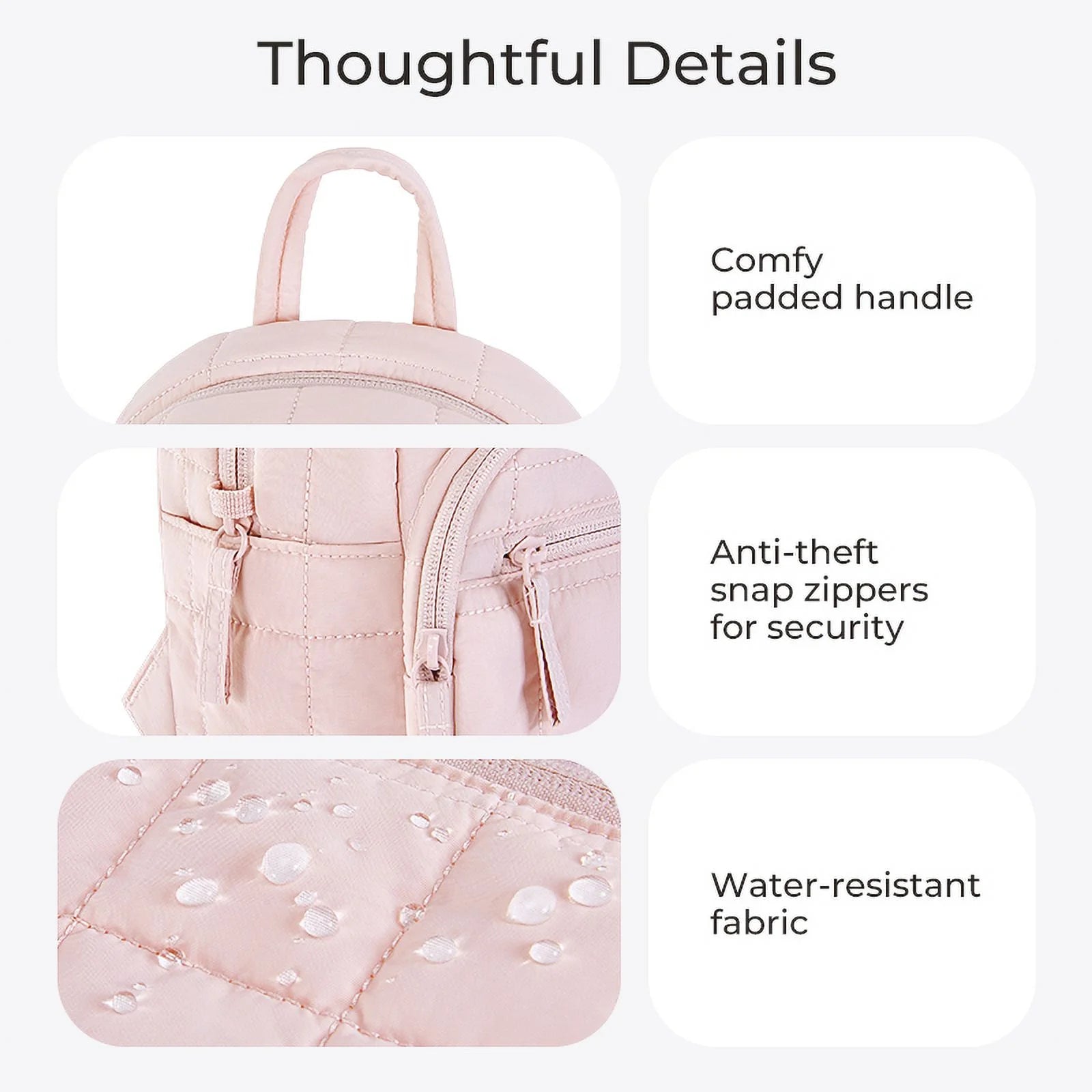 BAGSMART Quilted Mini Backpack – Lightweight, Water-Resistant & Stylish Daily Bag