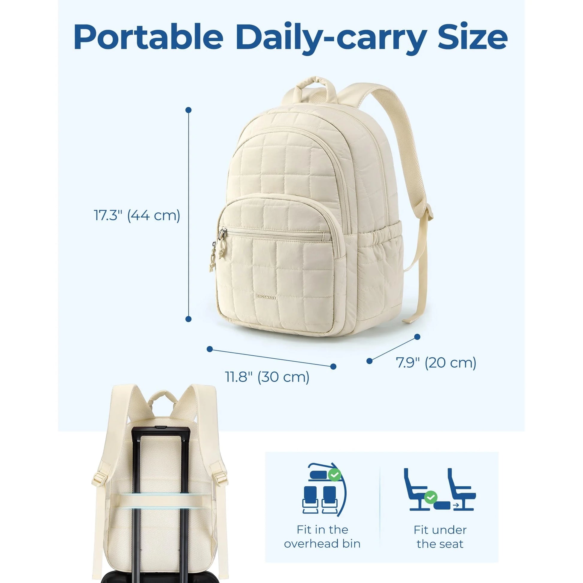BAGSMART Quilted Mini Backpack – Lightweight, Water-Resistant & Stylish Daily Bag