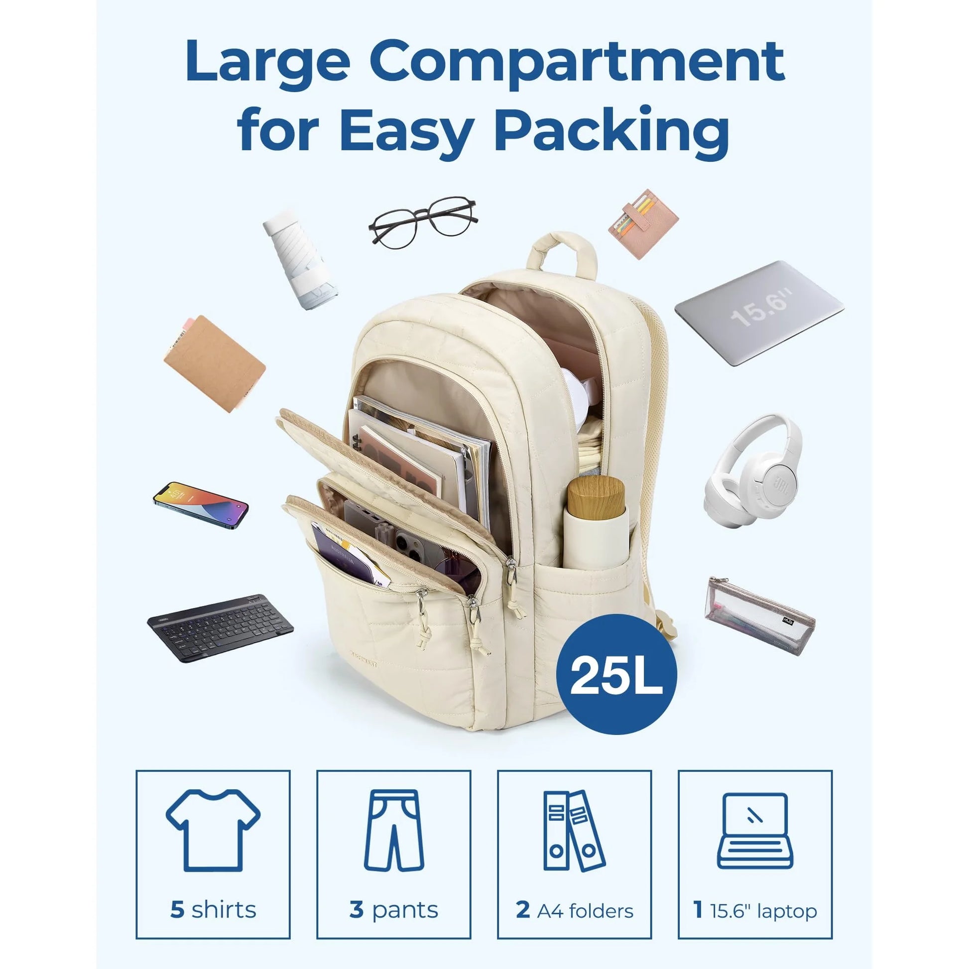 BAGSMART Quilted Mini Backpack – Lightweight, Water-Resistant & Stylish Daily Bag