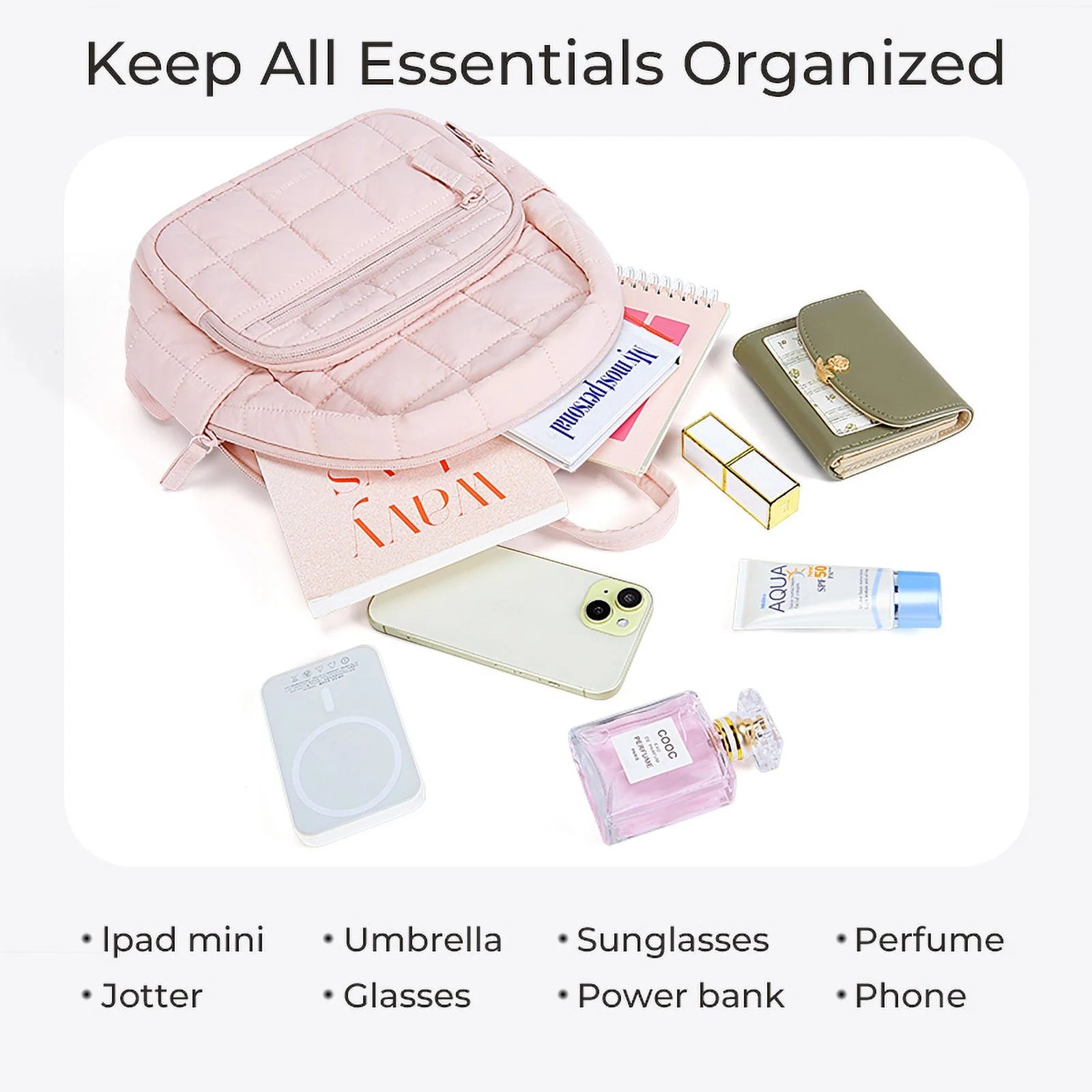 BAGSMART Quilted Mini Backpack – Lightweight, Water-Resistant & Stylish Daily Bag