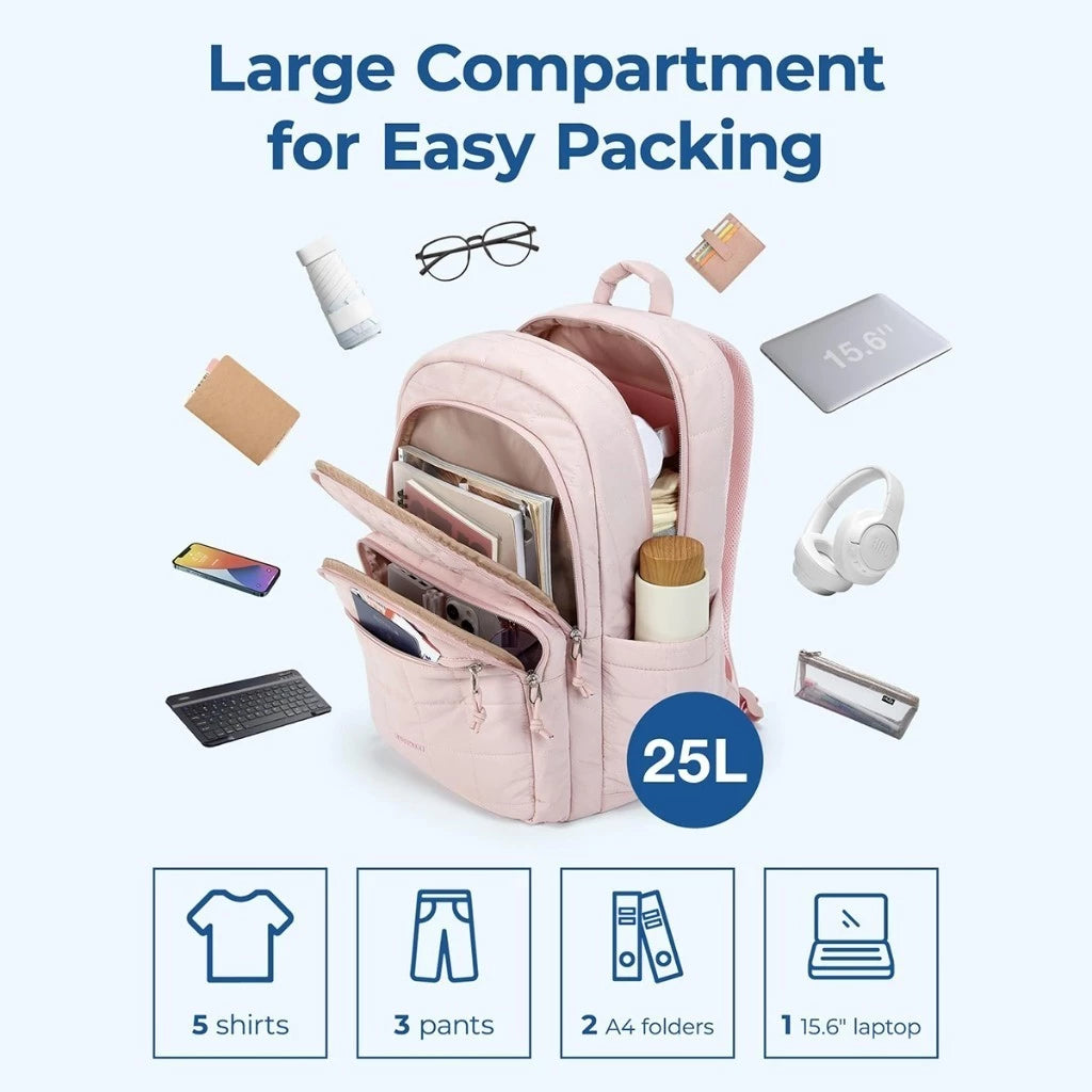 BAGSMART Quilted Mini Backpack – Lightweight, Water-Resistant & Stylish Daily Bag
